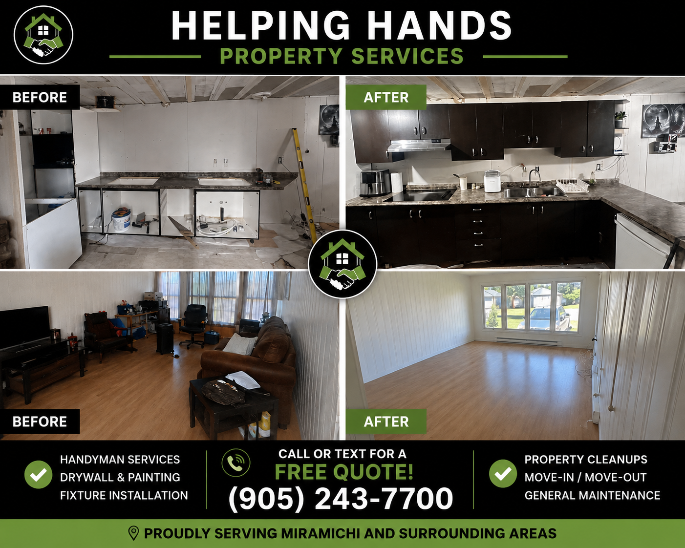 Kitchen & Living Room Renovation — before and after