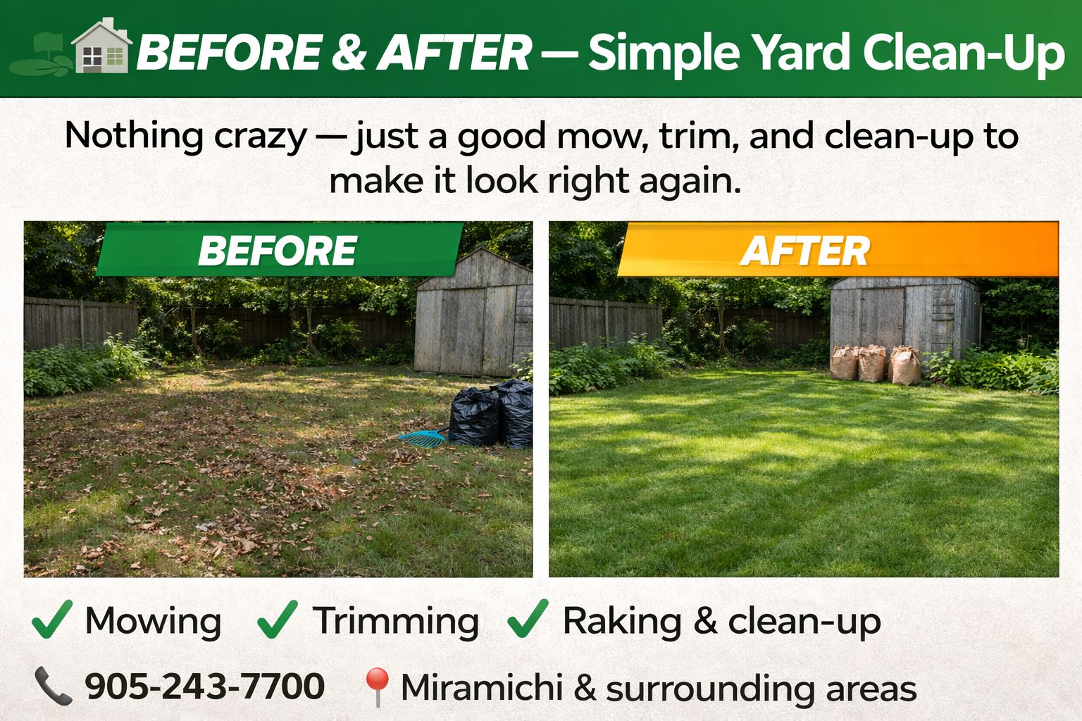 Yard Clean-Up — before and after